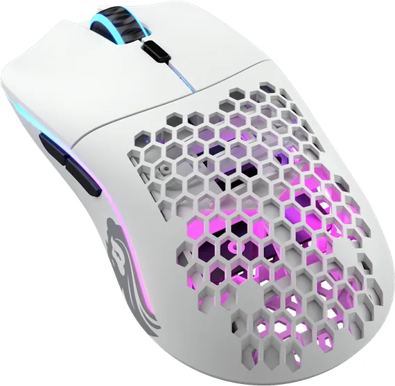 Glorious Model O Wireless - Mattvit - Gamingmus - Optisk - 6 knappar - Vit med RGB-LED-belysning